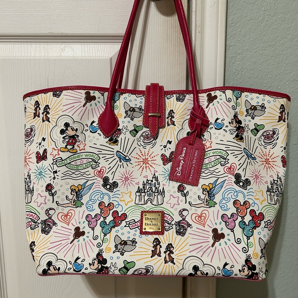 Disney Dooney and Bourke pink sketch tote 10th anniversary